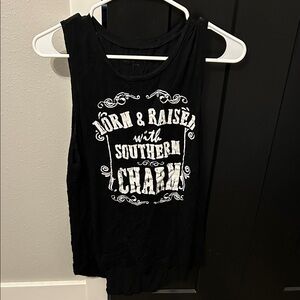 Black Graphic Tank Top